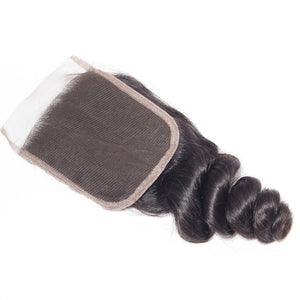 4x4 Lace Closure Loose Wave 100% Virgin Human Hair Closure Free Shipping