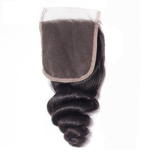 4x4 Lace Closure Loose Wave 100% Virgin Human Hair Closure Free Shipping