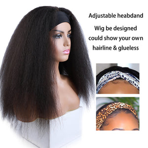 Kinky Straight Headband Wig 100% Human Hair 200% Density 10A Grade