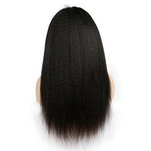 Kinky Straight Lace Front Wig 150%  Density Virgin Human Hair Front Lace Wig With Baby Hair
