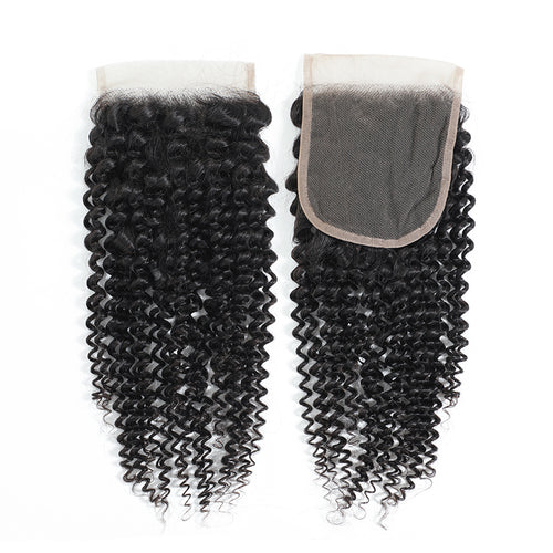 4x4 Lace Closure Kinky Curly 100% Virgin Human Hair Closure Free Shipping