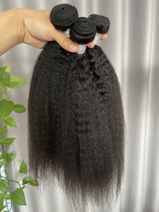 10A Kinky Straight Hair Bundles Natural Color Virgin Human Hair Weft Free Shipping