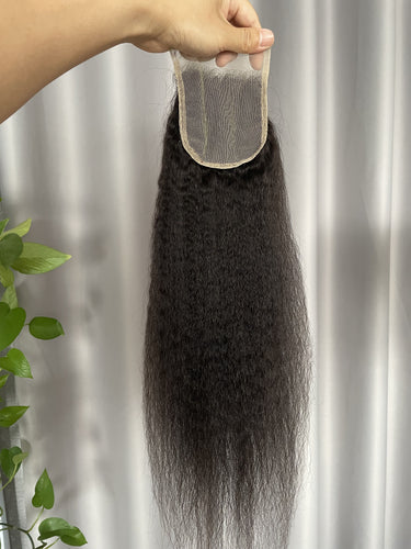 4x4 Kinky Straight Lace Closure Swiss Lace Top Closure Virgin Human Hair Free Part and Middle Part