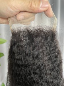 4x4 Kinky Straight Lace Closure Swiss Lace Top Closure Virgin Human Hair Free Part and Middle Part