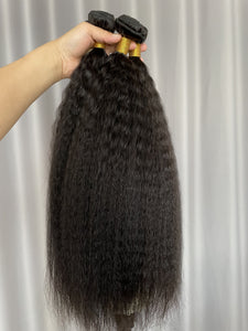 9A Kinky Straight Hair Bundles Natural Color Virgin Human Hair Weft Free Shipping