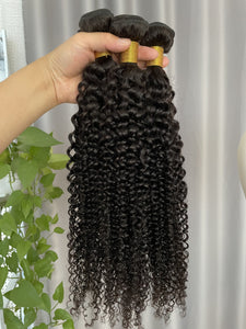 8A Kinky Curly Hair Bundles Natural Color Remy Human Hair Weft Free Shipping