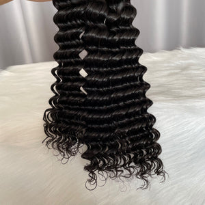 10A Deep Wave Hair Bundles Natural Color Virgin Human Hair Weft Free Shipping