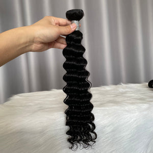 10A Deep Wave Hair Bundles Natural Color Virgin Human Hair Weft Free Shipping