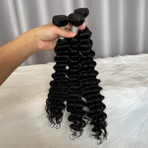 10A Deep Wave Hair Bundles Natural Color Virgin Human Hair Weft Free Shipping