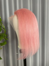 Pink Frontal Bob Wig 100% Human Hair 13x4 Lace Free Shipping