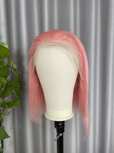 Pink Frontal Bob Wig 100% Human Hair 13x4 Lace Free Shipping
