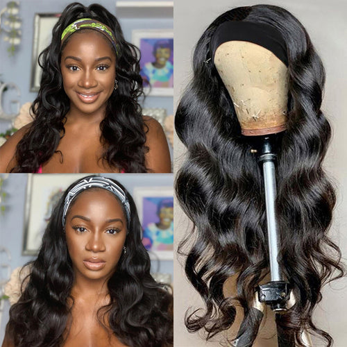 Body Wave Headband Wig 100% Virgin Human Hair Scarf Wig 200% Density