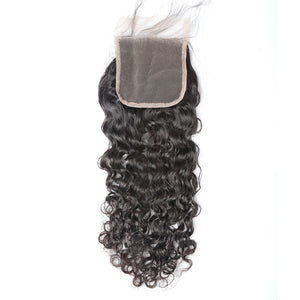 4x4 Lace Closure Water Wave 100% Virgin Human Hair Closure Free Shipping