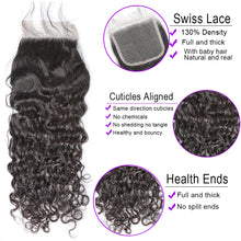 4x4 Lace Closure Water Wave 100% Virgin Human Hair Closure Free Shipping