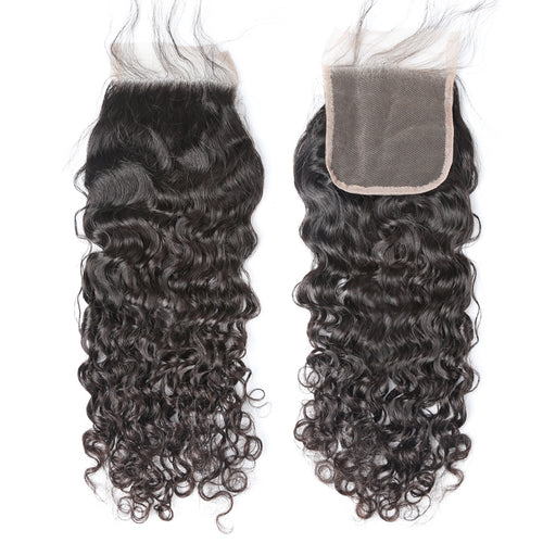 4x4 Lace Closure Water Wave 100% Virgin Human Hair Closure Free Shipping