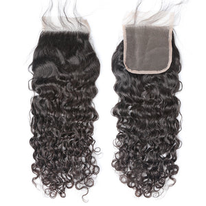 4x4 Lace Closure Water Wave 100% Virgin Human Hair Closure Free Shipping