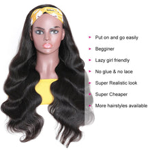 Body Wave Headband Wig 100% Virgin Human Hair Scarf Wig 200% Density