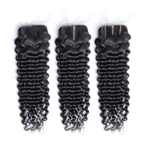 4x4 Lace Closure Deep Wave 100% Virgin Human Hair Closure Free Shipping