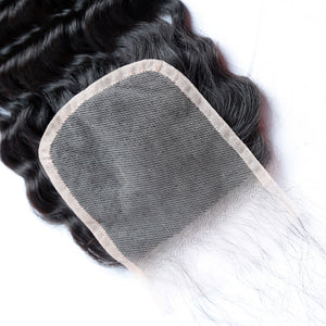 4x4 Lace Closure Deep Wave 100% Virgin Human Hair Closure Free Shipping