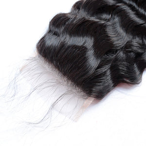 4x4 Lace Closure Deep Wave 100% Virgin Human Hair Closure Free Shipping