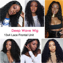 13x4 Lace Frontal Wig Deep Wave 100% Human Hair Lace Front Unit 10A Grade