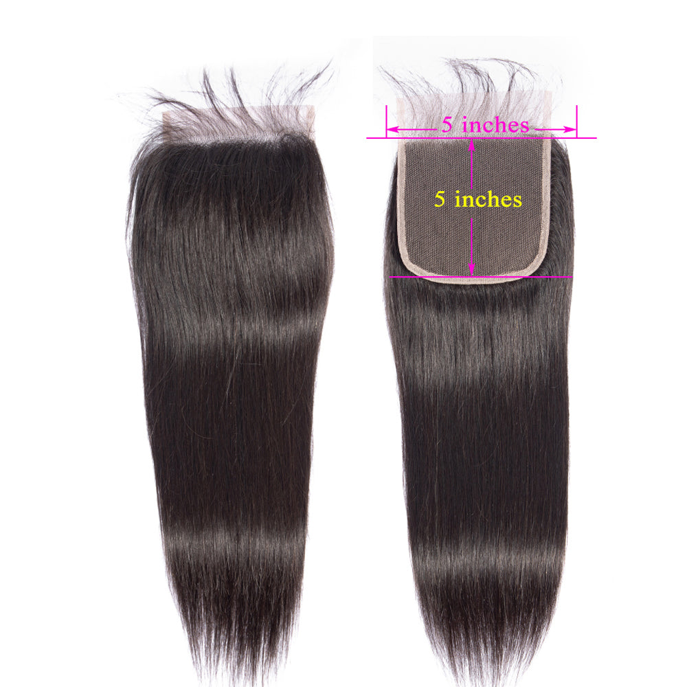 5x5 Lace Closure Straight 100% Virgin Human Hair Closure Free Shipping