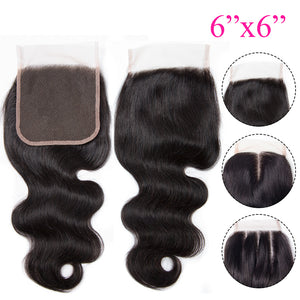 6x6 Lace Closure Body Wave 100% Virgin Human Hair Closure Free Shipping