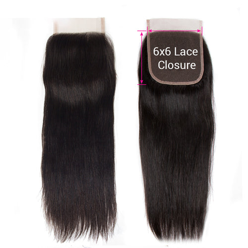 6x6 Lace Closure Straight 100% Virgin Human Hair Closure 10A Grade