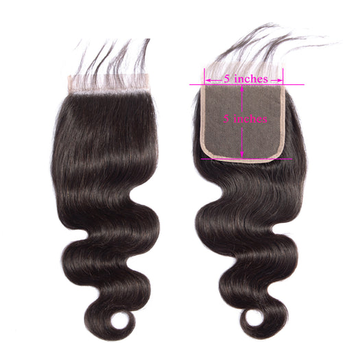 5x5 Lace Closure Body Wave 100% Virgin Human Hair Closure Free Shipping