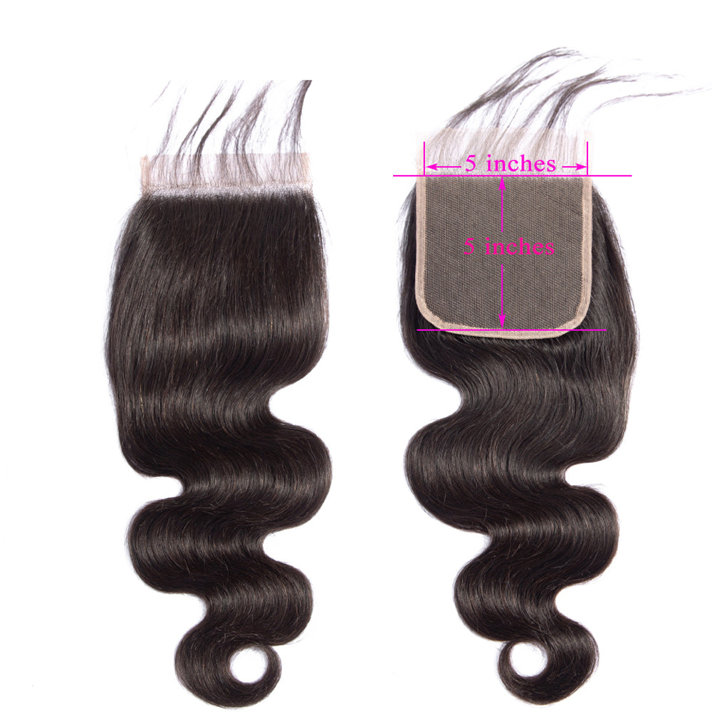 5x5 Lace Closure Body Wave 100% Virgin Human Hair Closure Free Shipping
