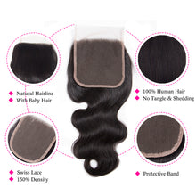 6x6 Lace Closure Body Wave 100% Virgin Human Hair Closure Free Shipping