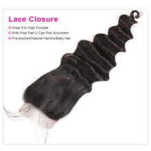 4x4 Lace Closure Loose Deep 100% Virgin Human Hair Closure Free Shipping
