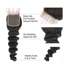 4x4 Lace Closure Loose Deep 100% Virgin Human Hair Closure Free Shipping