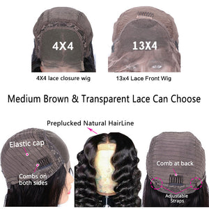 13x4 Lace Frontal Wig Loose Wave 100% Human Hair Lace Front Unit 10A Grade