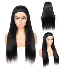 Straight Headband Wig 100% Human Hair Scarf Wig 200% Density Grade 10A