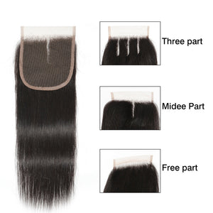 4x4 Lace Closure Straight 100% Virgin Human Hair Closure Free Shipping