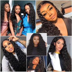 13x4 Lace Frontal Wig Water Wave 100% Human Hair Lace Front Unit 10A Grade