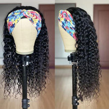 Water Wave Headband Wig 100% Human Hair Scarf Wig 200% Density Grade 10A