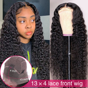 13x4 Lace Frontal Wig Water Wave 100% Human Hair Lace Front Unit 10A Grade