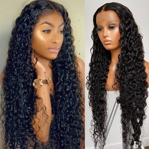 13x4 Lace Frontal Wig Water Wave 100% Human Hair Lace Front Unit 10A Grade