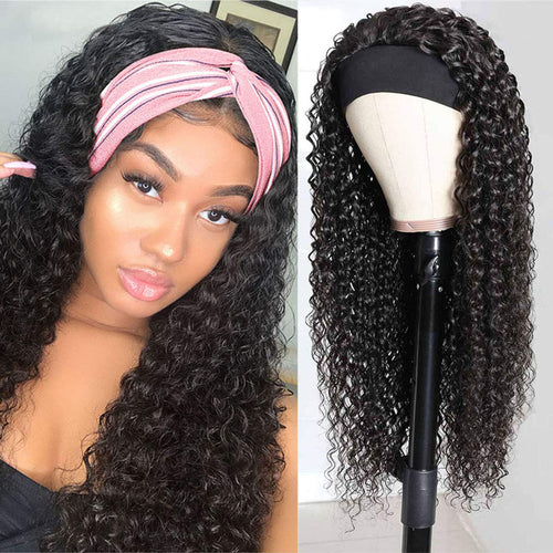 Jerry Curly Headband Wig 100% Virgin Human Hair 200% Density 10A Grade