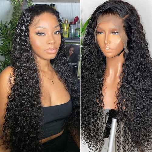 13x4 Lace Frontal Wig Water Wave 100% Human Hair Lace Front Unit 10A Grade