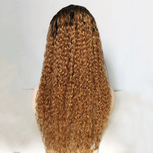 1b/27 Ombre Golden Curly Lace Wig 100% Human Hair / Front Lace / Full Lace /
