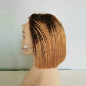 Bob Wig 1b/27 Front Lace Wig 100% Human Hair