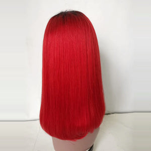 Red Hair Bob Wig Front Lace Wig 100% Human Hair Free Shipping